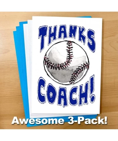 Play Strong Thanks Baseball Coach You're Awesome 3-Pack (5x7) Greeting Thank You Cards Set Perfect for Youth Sports Baseball ...