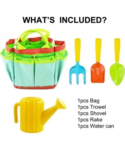 Kids Gardening Tools Metal Rake Shovel and Trowel Garden Bag and Watering Can for Toddlers Age 2-4 $18.16 Toy Gardening Equip...