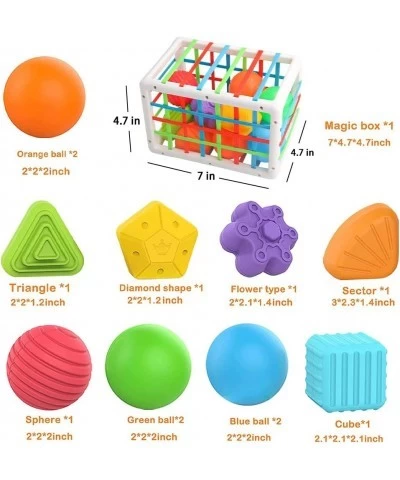 12Pcs Shape Sorting Baby Toys Shape Sorter Colorful Elastic Bands Sensory Box with Balls & Blocks Early Learning Gift Educati...