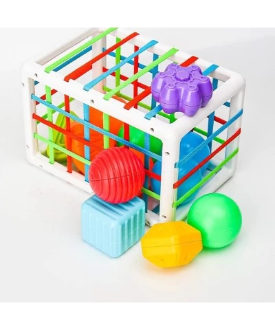 12Pcs Shape Sorting Baby Toys Shape Sorter Colorful Elastic Bands Sensory Box with Balls & Blocks Early Learning Gift Educati...