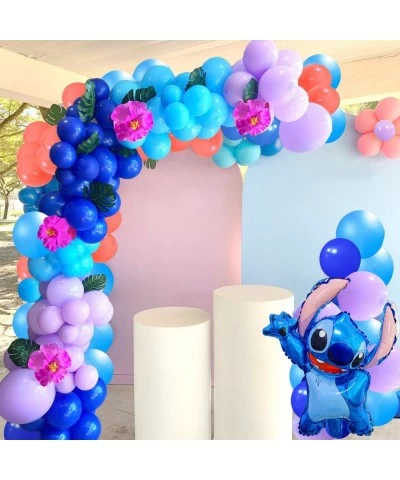 123Pcs Stitch Balloons Decoration Garland Arch Kit Include Blue and Purple Balloons Stitch Foil Mylar Balloons for Kids Stitc...