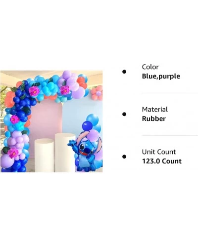 123Pcs Stitch Balloons Decoration Garland Arch Kit Include Blue and Purple Balloons Stitch Foil Mylar Balloons for Kids Stitc...