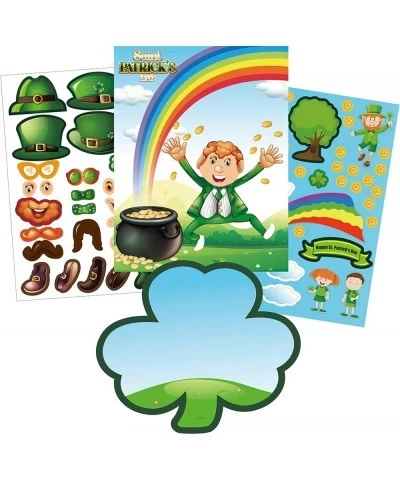 24PCS St. Patrick’s Day DIY Stickers for Kids - Shamrock Lucky Irish Leprechaun Party Games Favors Supplies - School Class Ac...