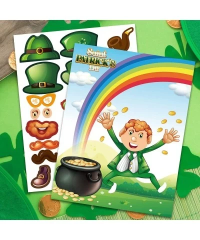 24PCS St. Patrick’s Day DIY Stickers for Kids - Shamrock Lucky Irish Leprechaun Party Games Favors Supplies - School Class Ac...