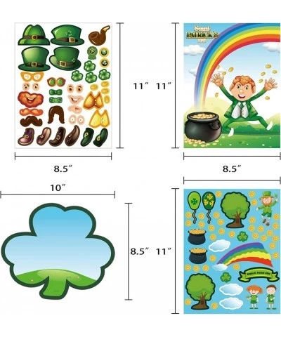 24PCS St. Patrick’s Day DIY Stickers for Kids - Shamrock Lucky Irish Leprechaun Party Games Favors Supplies - School Class Ac...