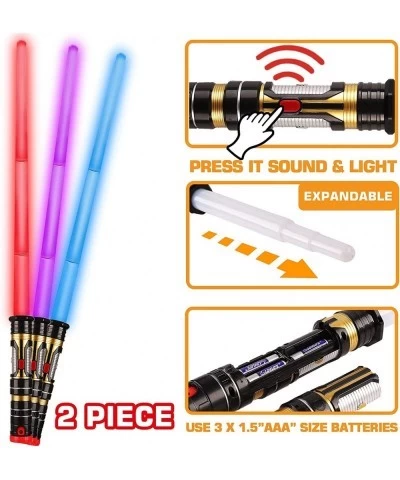 Light Up Saber 2-In-1 Led (3 Colors) Fx Dual Sword Set with Sound(Motion Sensitive) And Expandable Handle For Galaxy War Figh...