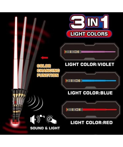 Light Up Saber 2-In-1 Led (3 Colors) Fx Dual Sword Set with Sound(Motion Sensitive) And Expandable Handle For Galaxy War Figh...