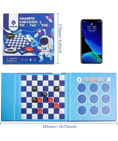 2 in 1 Board Games for Kids Checkers Sets Board Games for Kids Travel Toys Magnetic Travel Games Foam Checker Pieces Young Ki...