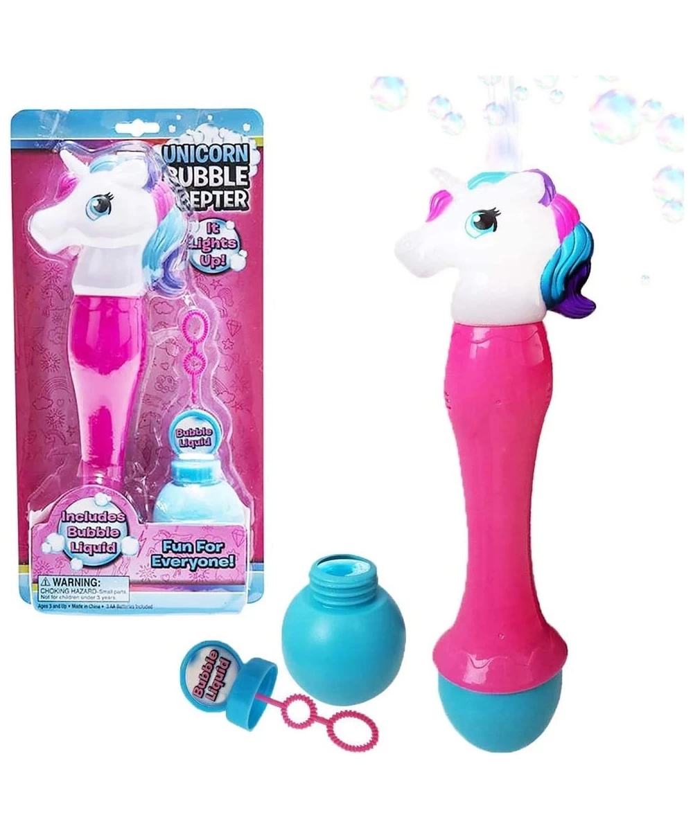 Unicorn Bubble Blaster Set 12.5" Inch Gun with LED Light-Up Includes Bottle of Bubble Solution Refill Party Favors Batteries ...