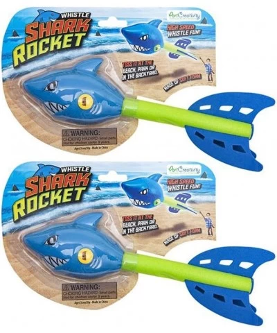 Shark Rockets for Kids Set of 2 Foam Flying Toys for Boys and Girls with Whistle Sound Beach Park and Backyard Outdoor Fun Co...