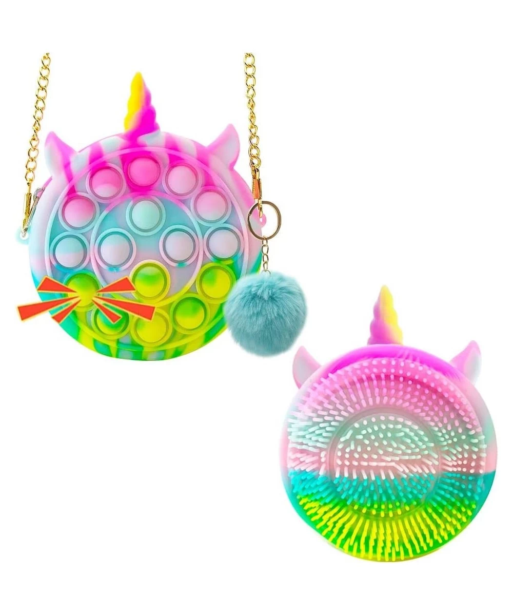 FA FIGHTATR Toy Bag Lovely Fidget Silicone Shoulder Bag Scraping brush with Keychain Artificial Soft Fur Ball $13.69 Fidget Toys