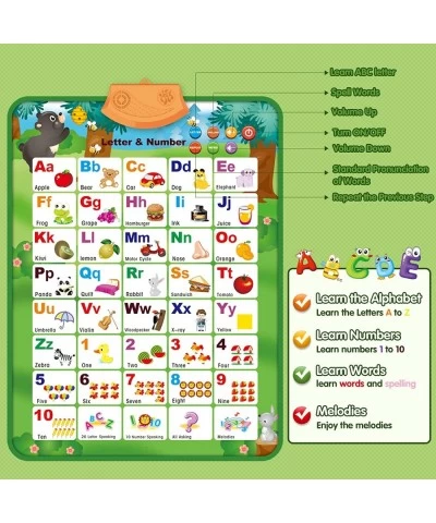 2Pcs Electronic Interactive Alphabet Wall Chart ABC 123 & Animals Learning for Toddlers Preschool Early Educational Learning ...