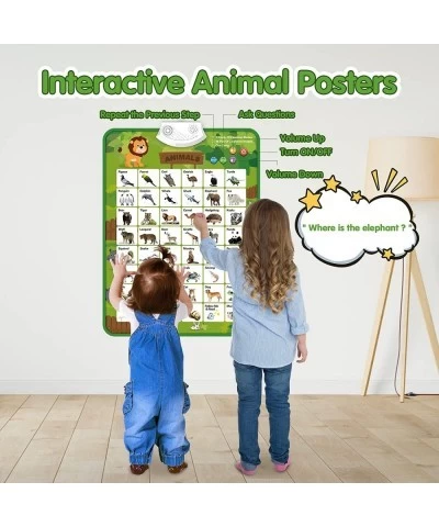 2Pcs Electronic Interactive Alphabet Wall Chart ABC 123 & Animals Learning for Toddlers Preschool Early Educational Learning ...