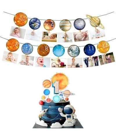 First Launch Space Birthday Decoration Space Photo Banner 1st Trip Around The Sun Birthday Decorations Space 12 Months Photo ...