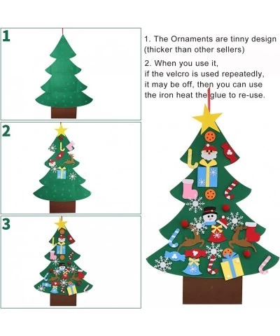 DIY Felt Christmas Tree Set with 32 Ornaments Xmas Decoration Home Wall Hanging Children's Felt Craft Kits Party Supplies Gif...