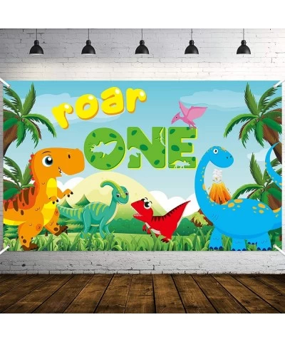 Roar One Birthday Backdrop Banner Dinosaur Theme 1 Year Old Wild Forest XtraLarge Background Photo Booth Photography Baby Sho...