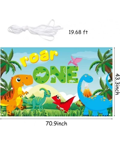 Roar One Birthday Backdrop Banner Dinosaur Theme 1 Year Old Wild Forest XtraLarge Background Photo Booth Photography Baby Sho...