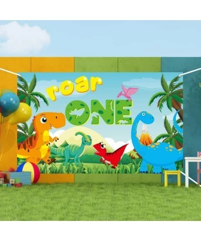 Roar One Birthday Backdrop Banner Dinosaur Theme 1 Year Old Wild Forest XtraLarge Background Photo Booth Photography Baby Sho...