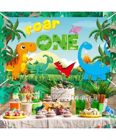 Roar One Birthday Backdrop Banner Dinosaur Theme 1 Year Old Wild Forest XtraLarge Background Photo Booth Photography Baby Sho...