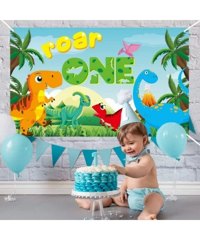 Roar One Birthday Backdrop Banner Dinosaur Theme 1 Year Old Wild Forest XtraLarge Background Photo Booth Photography Baby Sho...