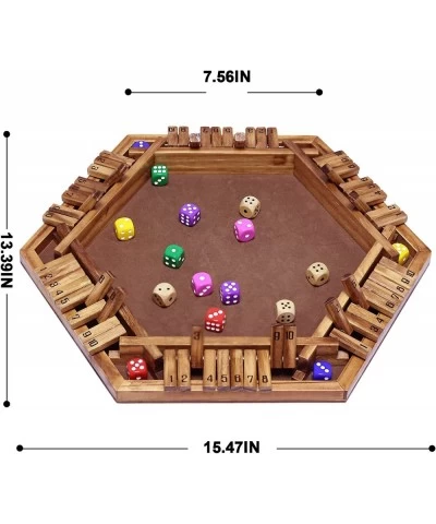 Shut The Box Game Wooden for 2-6 Players Wooden Board Table Math Game with 16 Dice Board Game for Kids Adults Family Classroo...