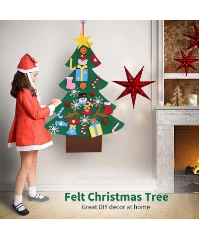 DIY Felt Christmas Tree Set with 32 Ornaments Xmas Decoration Home Wall Hanging Children's Felt Craft Kits Party Supplies Gif...