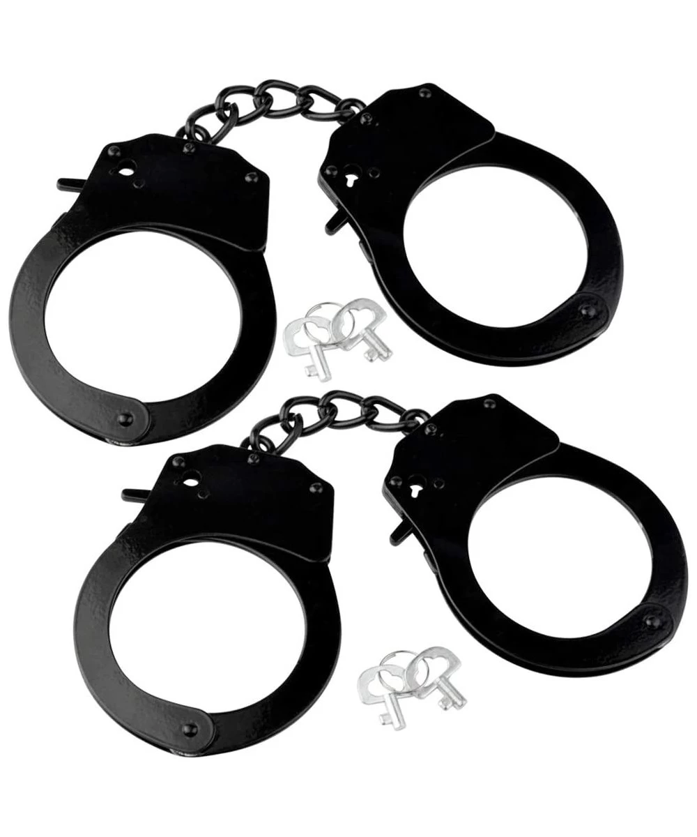 2 Pcs Metal Handcuffs with Keys for Cosplay Police Black Handcuffs Prop Dress Ball Party Cosplay for Kids $22.91 Kids' Dress-...