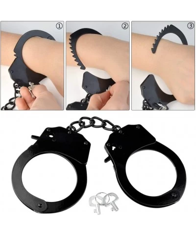 2 Pcs Metal Handcuffs with Keys for Cosplay Police Black Handcuffs Prop Dress Ball Party Cosplay for Kids $22.91 Kids' Dress-...