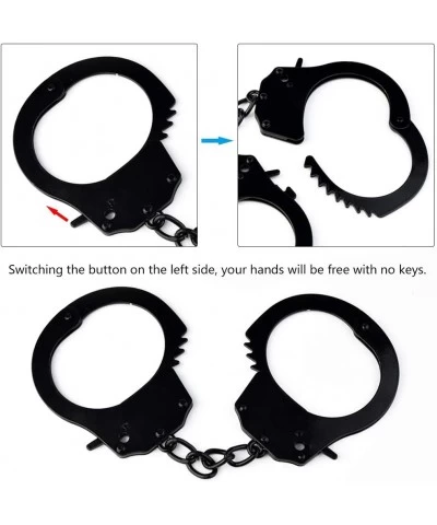 2 Pcs Metal Handcuffs with Keys for Cosplay Police Black Handcuffs Prop Dress Ball Party Cosplay for Kids $22.91 Kids' Dress-...