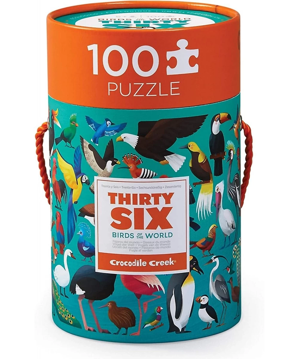 Thirty-Six Birds of The World - 100 Piece Jigsaw Puzzle in Canister Includes Educational Animal Finder Sheet for Ages 5 Years...