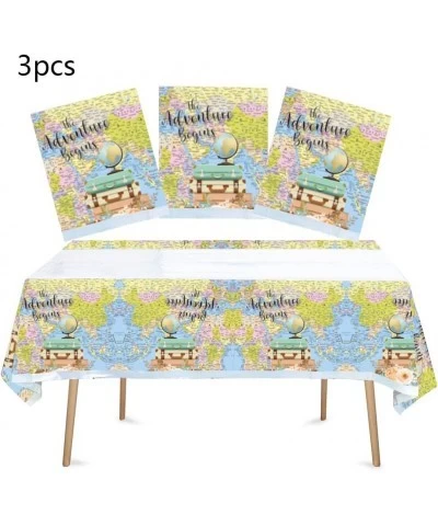 3 pcs Adventure World Awaits Map Party Tablecloth Table Cover Party Supplies Decorations 70 inches x 42 inches for Adventure ...