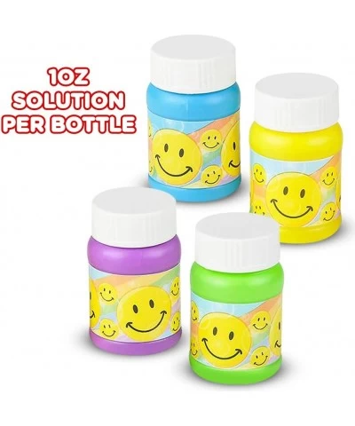 Smile Face Bubble Bottles for Kids - Set of 24 - Mini Bubble Blower Bottles with Solution - Birthday Party Favors Goody Bag F...