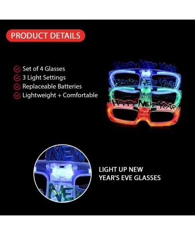 Set of 4 LED Light Up Happy New Year's Glasses $43.94 Kids' Party Favor Sets