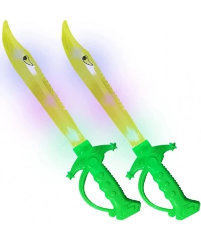 Light Up Yellow Shark Swords for Kids Set of 2 15 Inch Toy Sword with Flashing LED Lights Halloween Dress-Up Costume Accessor...