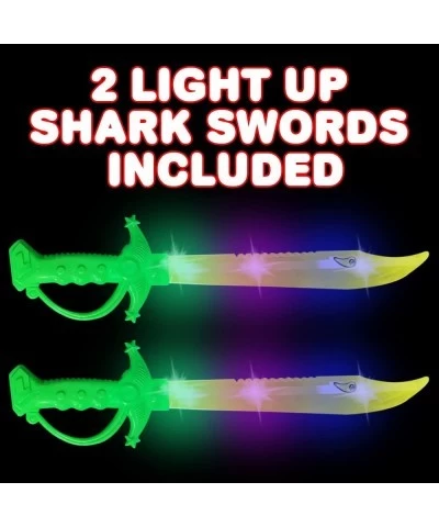 Light Up Yellow Shark Swords for Kids Set of 2 15 Inch Toy Sword with Flashing LED Lights Halloween Dress-Up Costume Accessor...