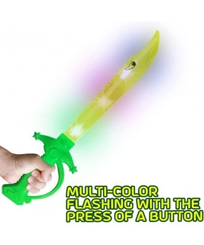 Light Up Yellow Shark Swords for Kids Set of 2 15 Inch Toy Sword with Flashing LED Lights Halloween Dress-Up Costume Accessor...