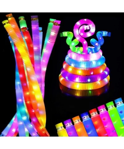 8 Pack LED Light Up Pop Tubes Sensory Toys Glow Sticks Fine Motor Skills & Learning Toys Party Favors Decorations Pull and St...