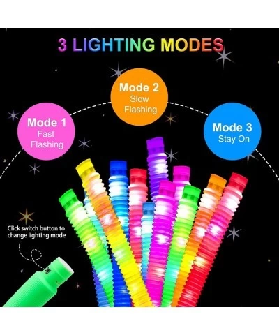 8 Pack LED Light Up Pop Tubes Sensory Toys Glow Sticks Fine Motor Skills & Learning Toys Party Favors Decorations Pull and St...