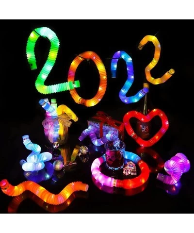 8 Pack LED Light Up Pop Tubes Sensory Toys Glow Sticks Fine Motor Skills & Learning Toys Party Favors Decorations Pull and St...