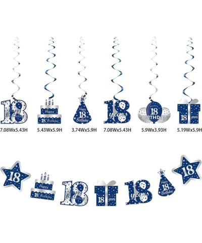 Blue Silver 18th Birthday Banner Decorations Kit for Boys 26pcs Eighteen Birthday Banner Party Supplies 18 Years Old Birthday...