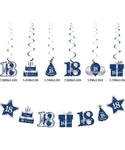 Blue Silver 18th Birthday Banner Decorations Kit for Boys 26pcs Eighteen Birthday Banner Party Supplies 18 Years Old Birthday...