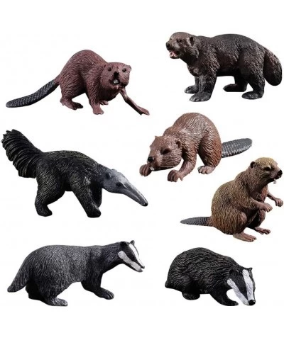 Realistic Animal Figures - 7pcs Animals Action Model Includes Badger Beaver Anteater Wolverine - Educational Learning Toys Bi...