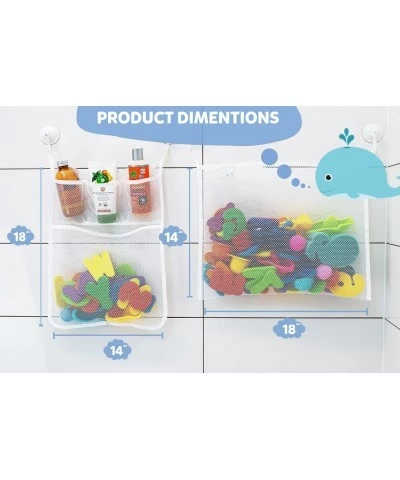 2 x Mesh Bath Toy Organizer + 6 Ultra Strong Hooks + 36 Bath Letters & Numbers – Eco-Safe Fun Educational Foam Baby Bath Lett...