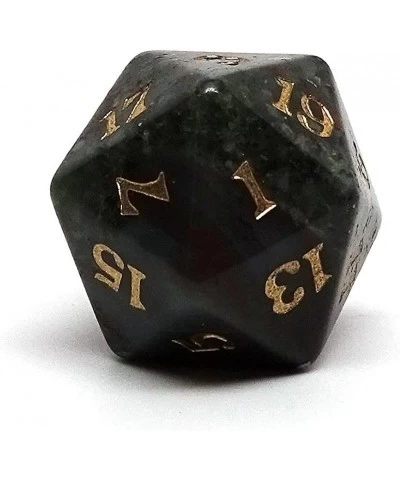 Stone D20 Dice - Individual Semi Precious 20 Sided Die - Signature Font (African Bloodstone) $34.18 Dice Games