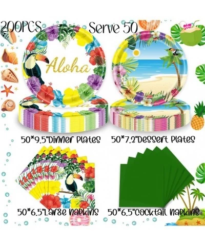 Hawaiian Luau Party Supplies - Serves 50 Aloha Tropical Party Decorations Plates and Luncheon Napkins Cocktail Napkins Dinner...