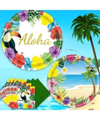 Hawaiian Luau Party Supplies - Serves 50 Aloha Tropical Party Decorations Plates and Luncheon Napkins Cocktail Napkins Dinner...