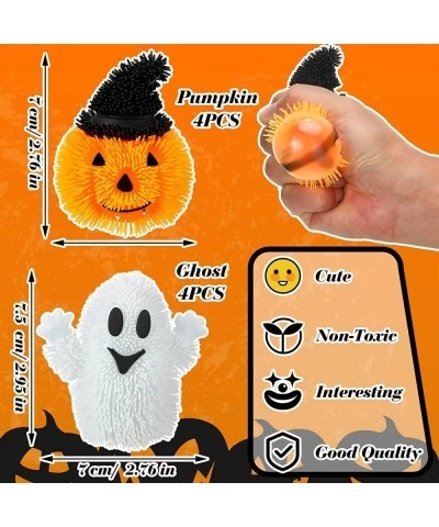 8 Pcs Halloween LED Puffer Balls Light up Ghost Pumpkin Balls Bulk Stress Relief Toys for Kids Glow in The Dark Ghost Pumpkin...