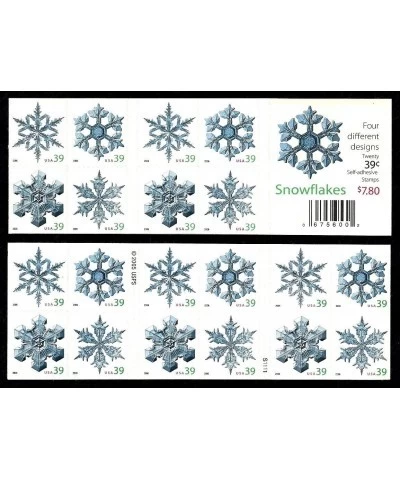 Holiday Snowflakes Pane of 20 x 39 Cent Stamps Scott 4108b $25.61 Collectible Postage Stamps