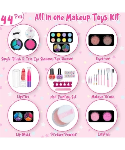 44 Pcs Kids Makeup Kit for Girls Real Play Make Up Set Toys for 3 4 5 6 7 8 9 10 Years Old Girls Washable Pretend Dress Up Be...