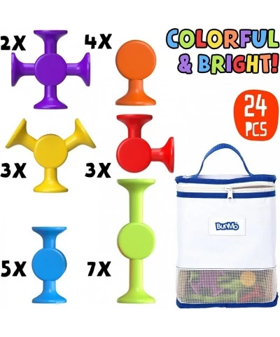 Suction Bath Toys 24pcs | Connect Build Create | No Mold Bath Toy | Hours of Fun & Creativity | Stimulating & Addictive Senso...